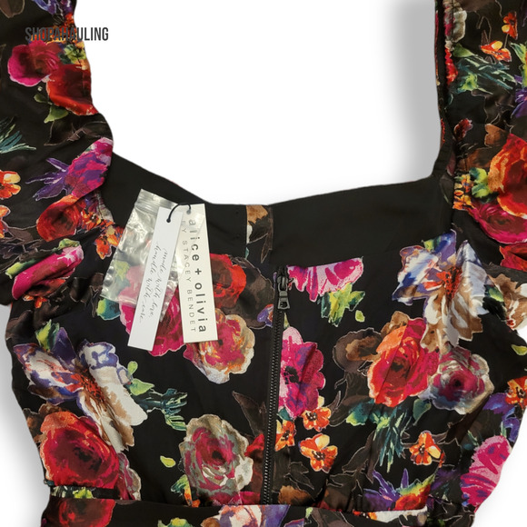 Alice and Olivia Floral Mini Dress - Size 10 - Picture 8 of 13